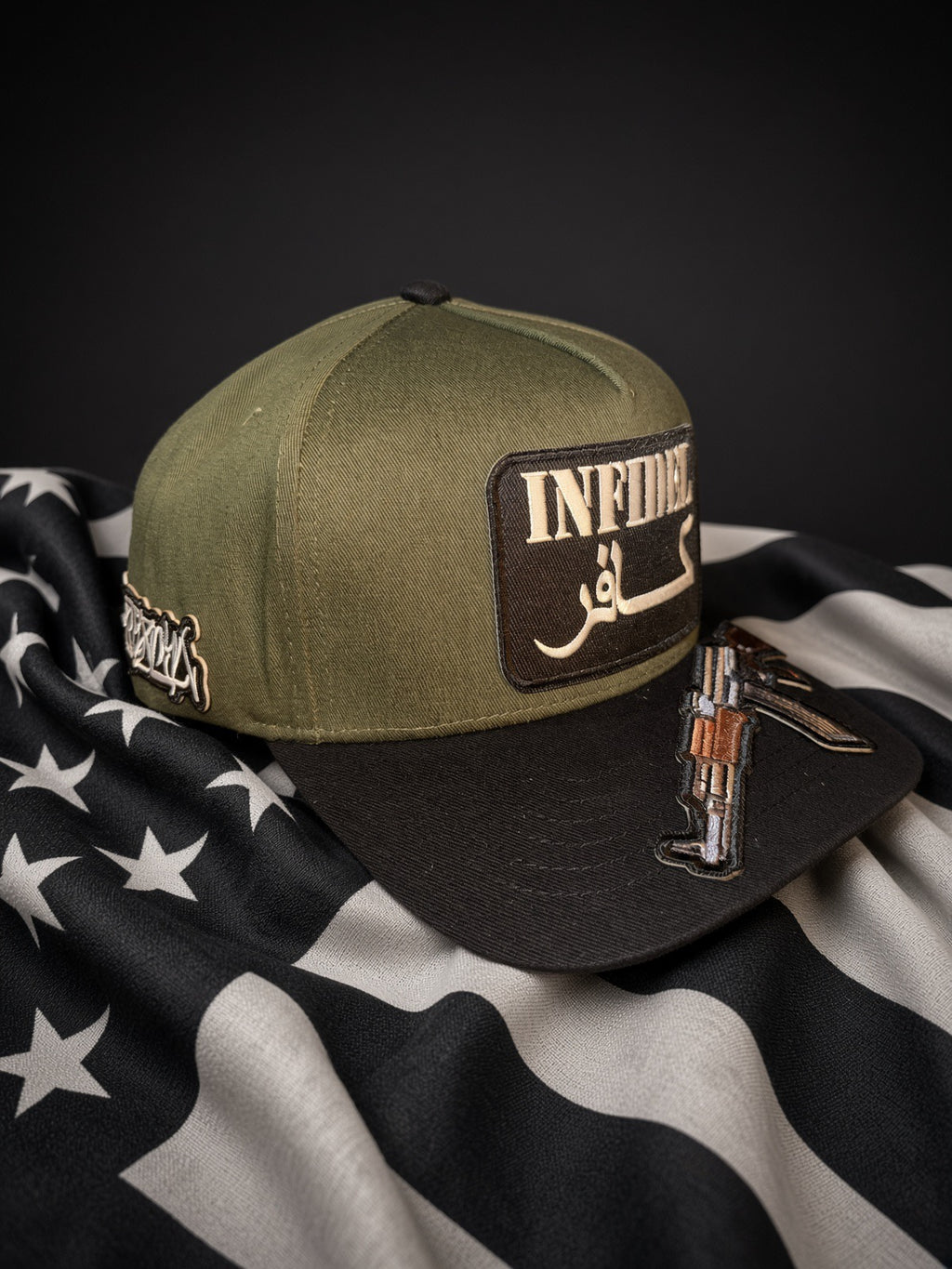 THE LITTLE SOLDIER — OLIVE & BLACK 5-PANEL SNAPBACK