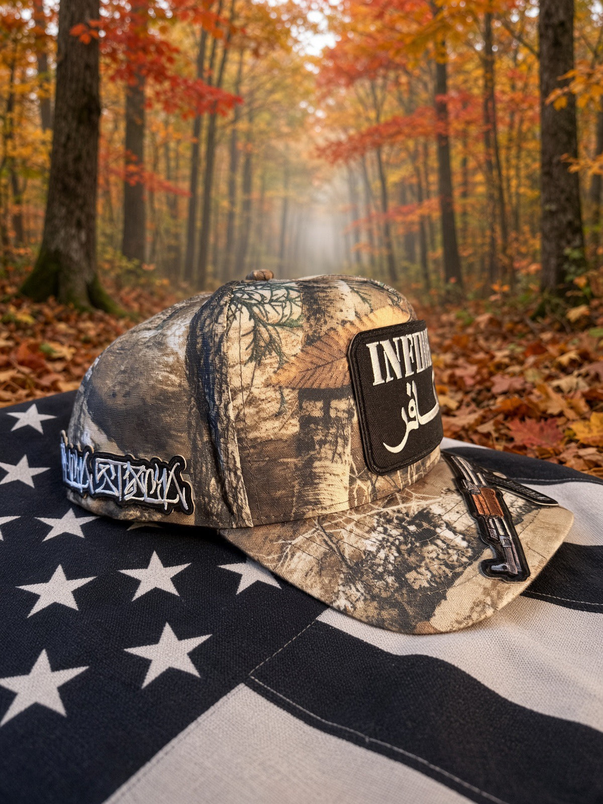 The Backwoods Infidel — Realtree Camo mesh back Trucker Hat