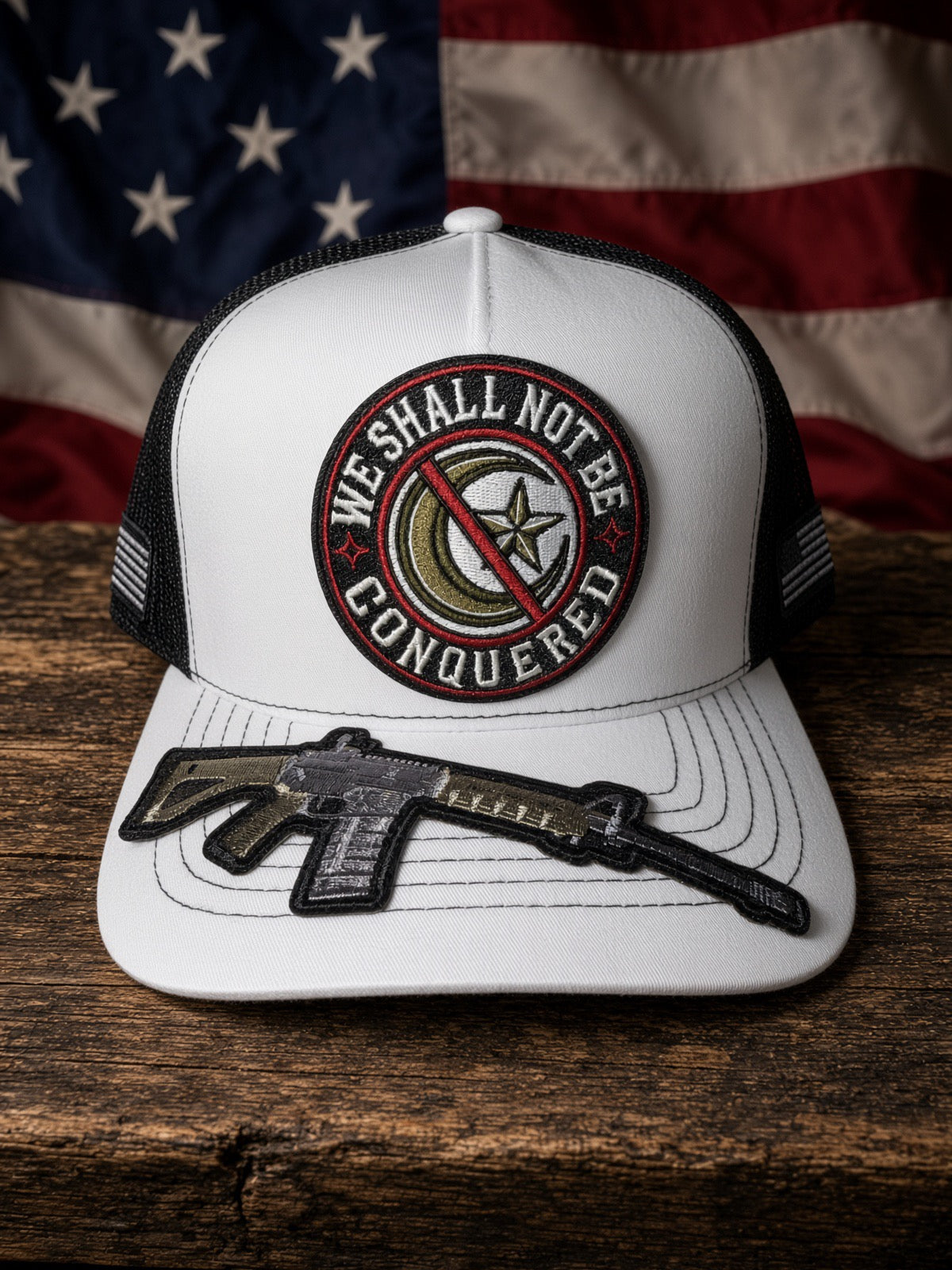 THE WHITE RESISTANCE-white /black mesh back -5panel