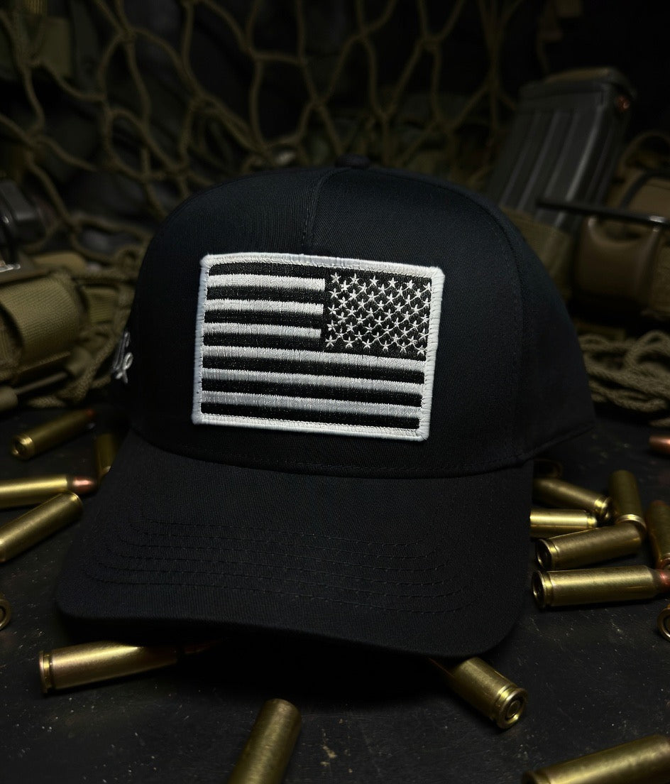 Backwards flag  we the people  black