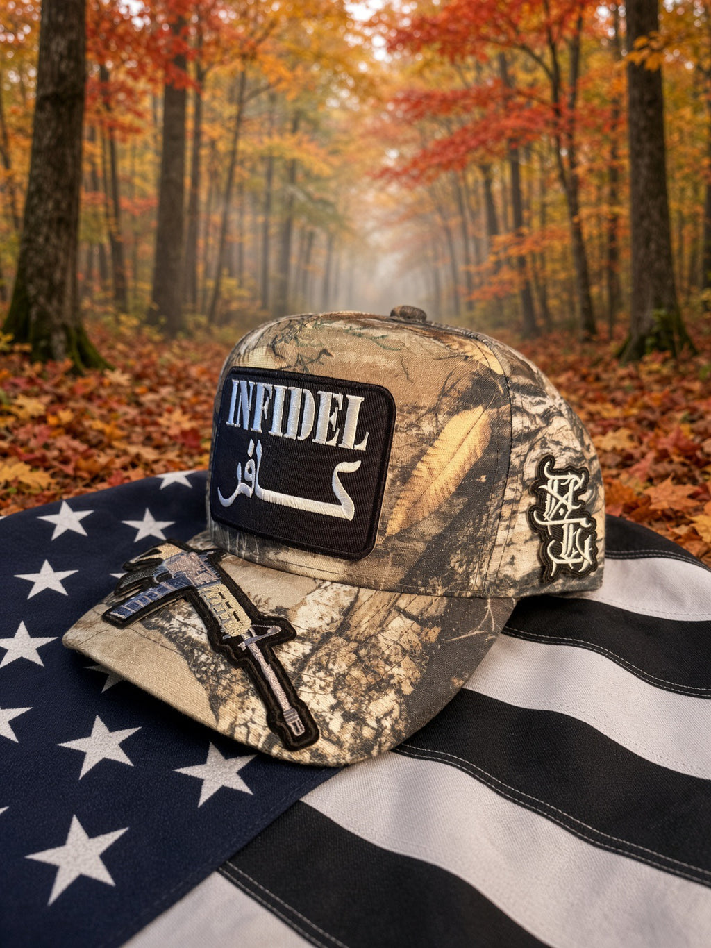 The Backwoods Infidel — Realtree Camo mesh back Trucker Hat