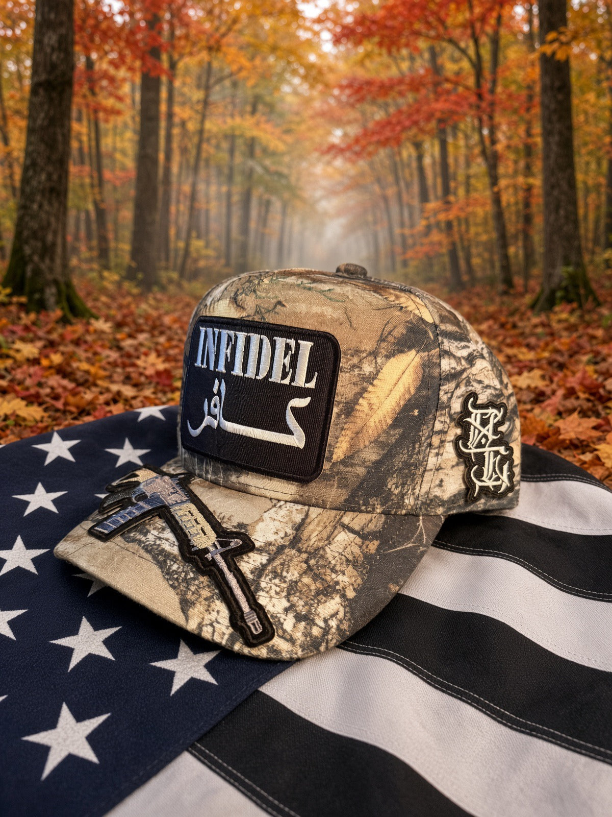 The Backwoods Infidel — Realtree Camo mesh back Trucker Hat