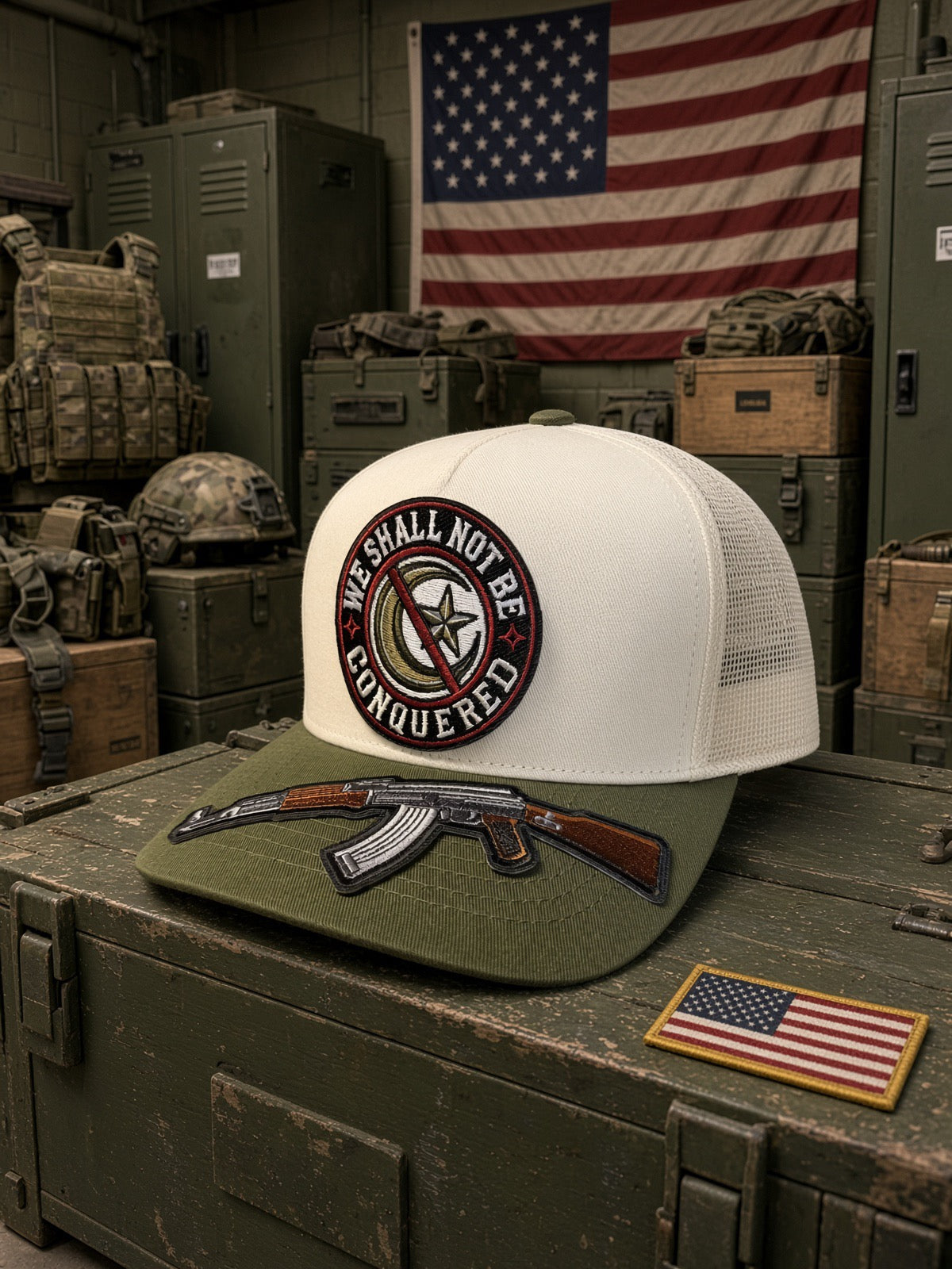 THE FRONTIER - natural white/green bill – 5 panel