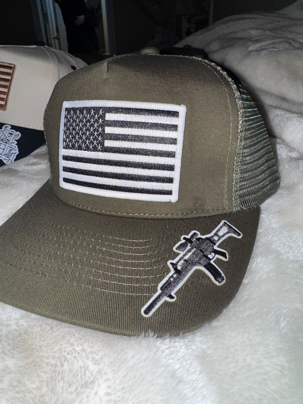 Olive green mesh back