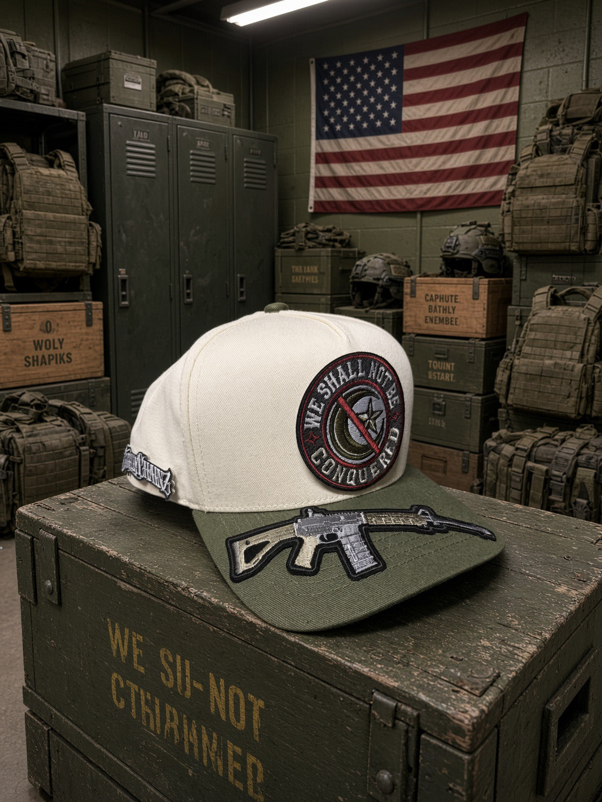 THE FRONTIER - natural white/green bill – 5 panel