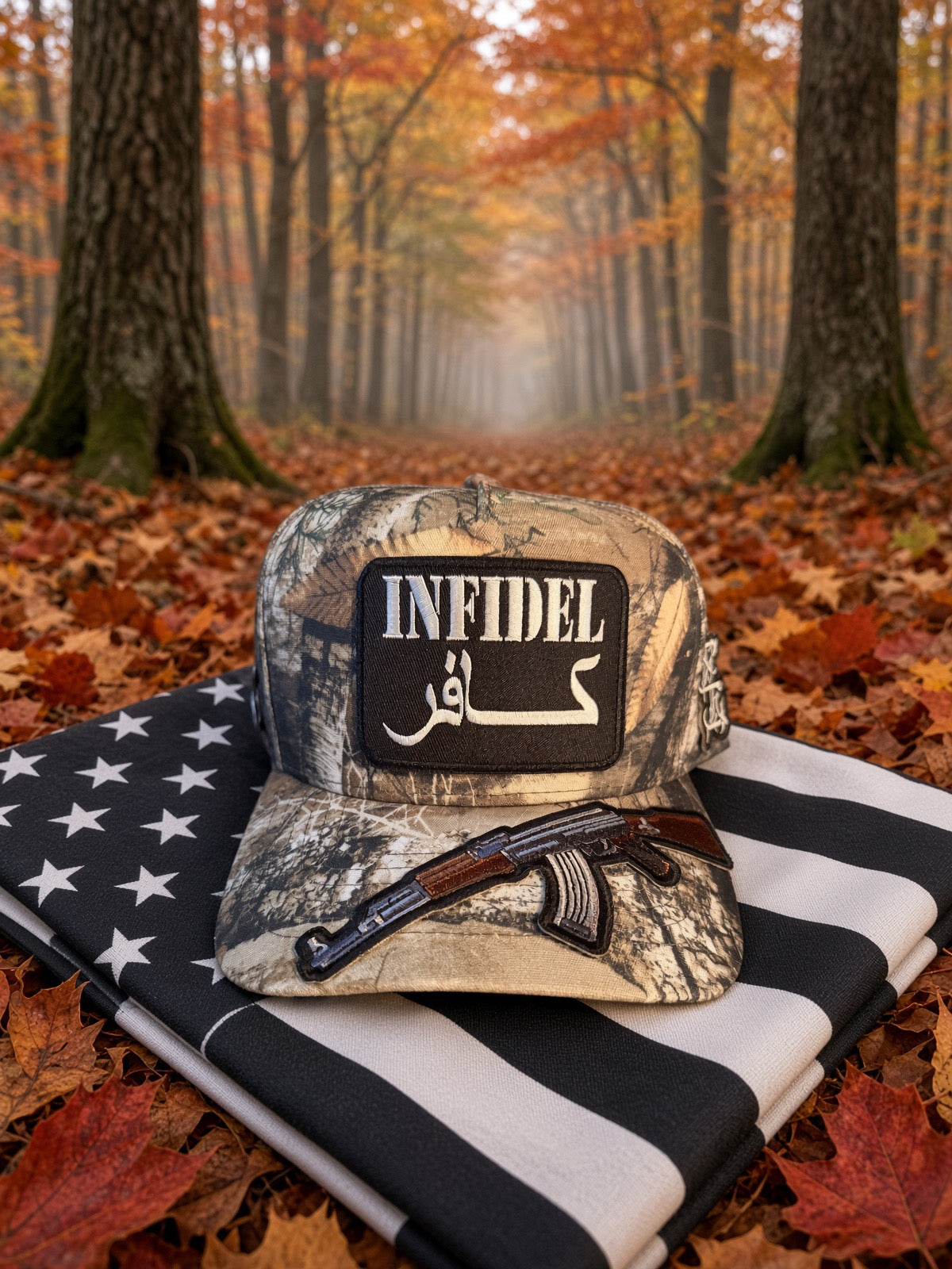 The Backwoods Infidel — Realtree Camo mesh back Trucker Hat