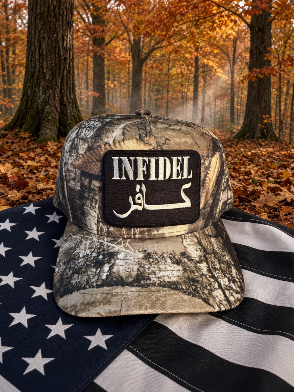 The Backwoods Infidel — Realtree Camo mesh back Trucker Hat