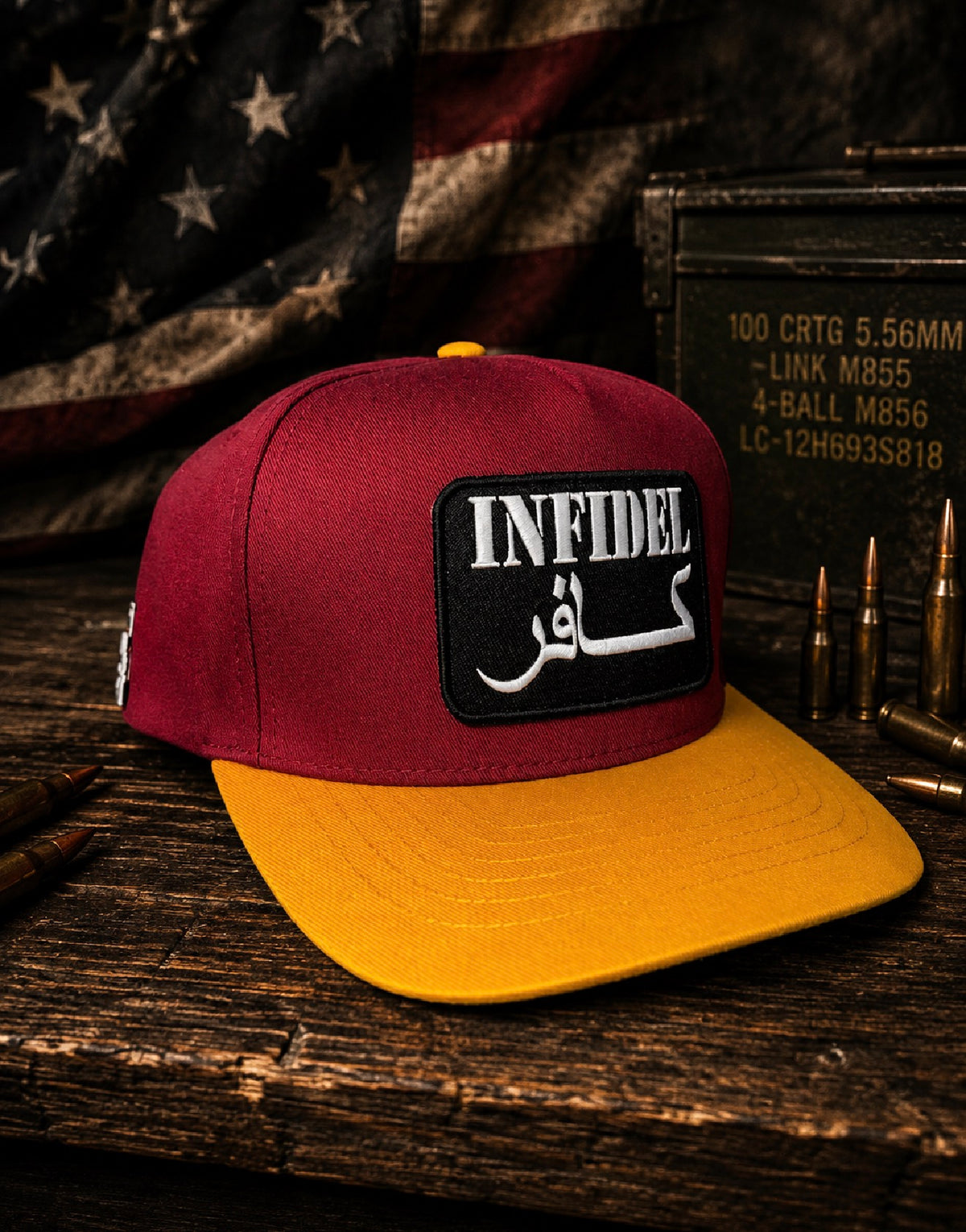 THE OUTLAW — BURGUNDY & GOLD 5-PANEL SNAPBACK