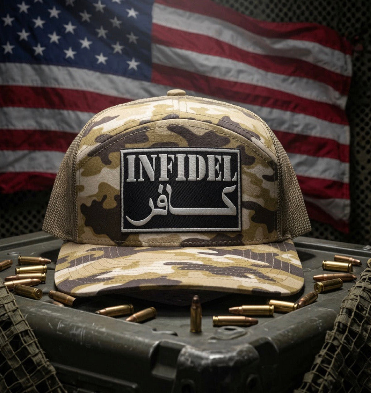 THE MR. FUCK YOU  — PREMIUM camo 7-PANEL TRUCKER HAT