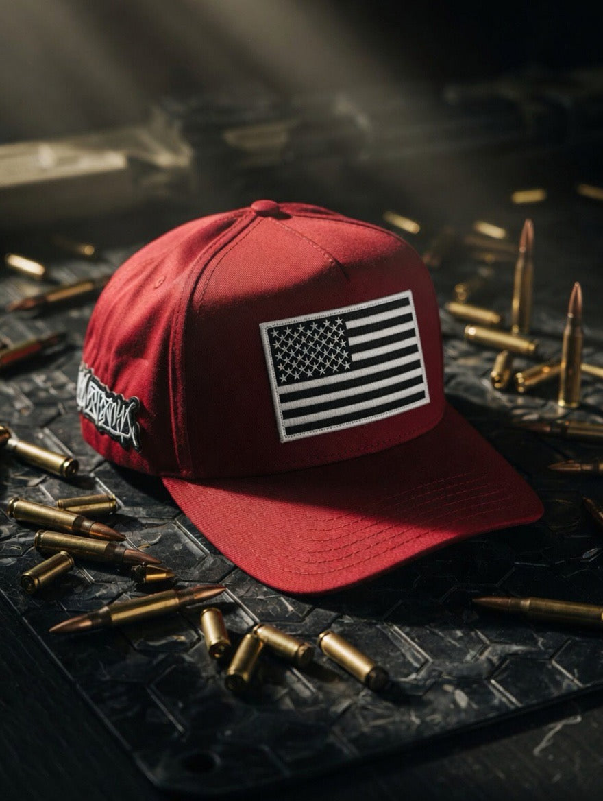 Burgundy American  (fuckstick) curve bill