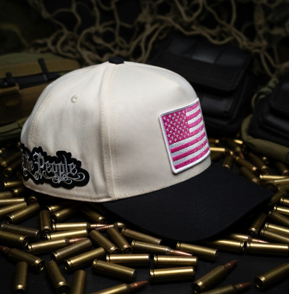 White (Pink flag) we the people hat