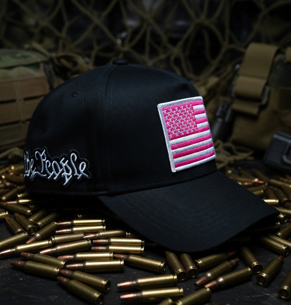 Black  (pink flag) we the people hat
