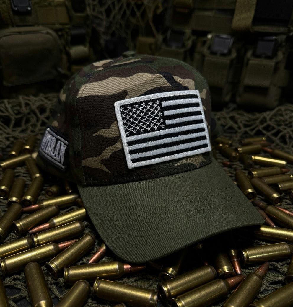 Camo (white flag) veteran hat