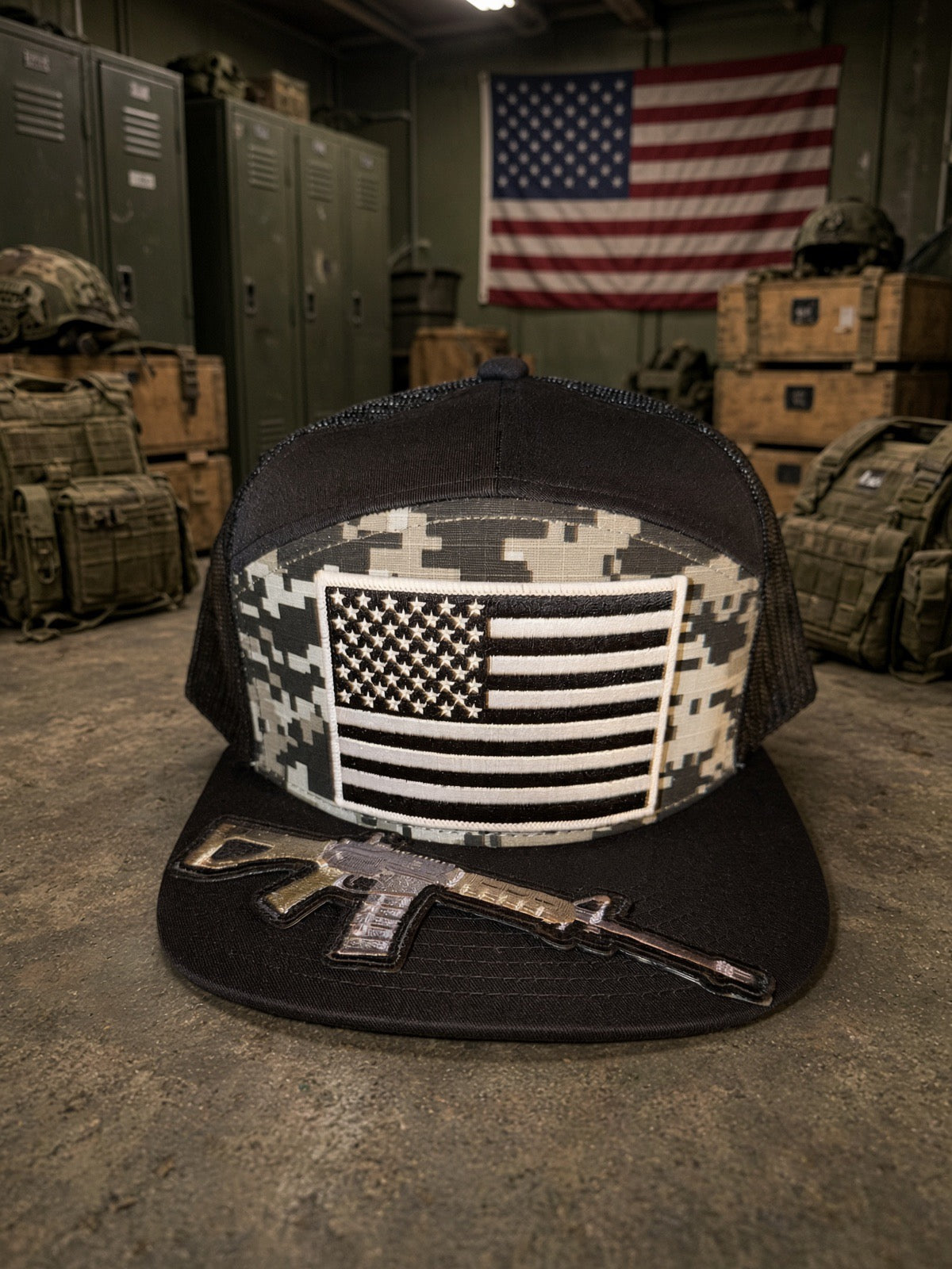 The Digital American — 7 panel Flat Bill Trucker Hat