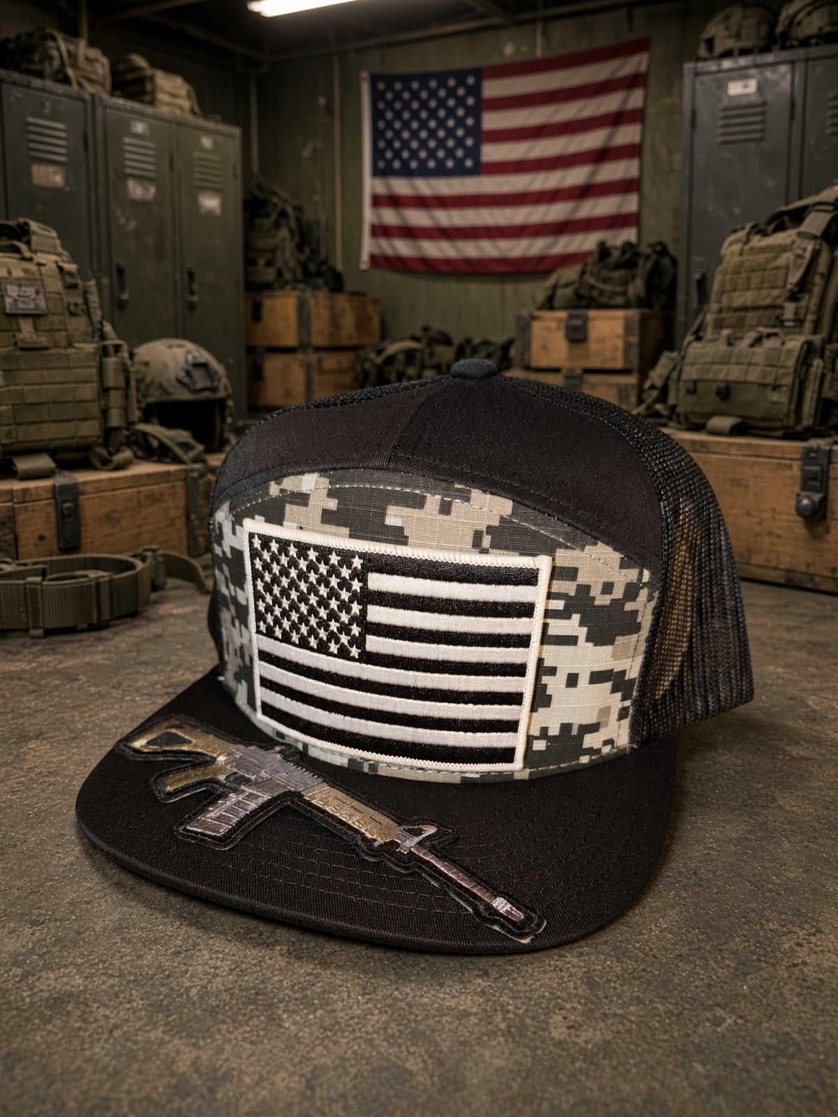 The Digital American — 7 panel Flat Bill Trucker Hat