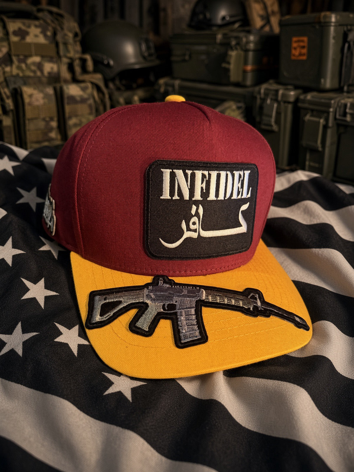 THE OUTLAW — BURGUNDY & GOLD 5-PANEL SNAPBACK
