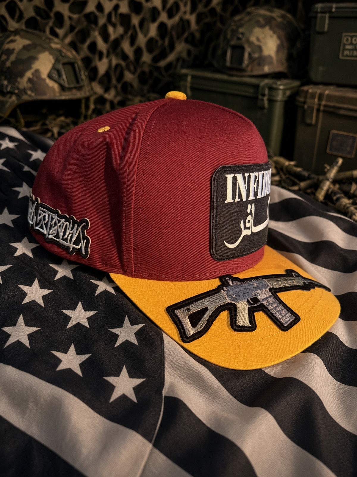 THE OUTLAW — BURGUNDY & GOLD 5-PANEL SNAPBACK