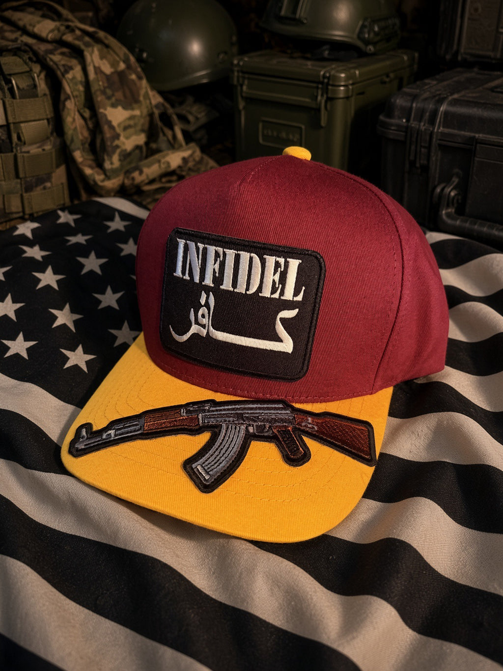 THE OUTLAW — BURGUNDY & GOLD 5-PANEL SNAPBACK