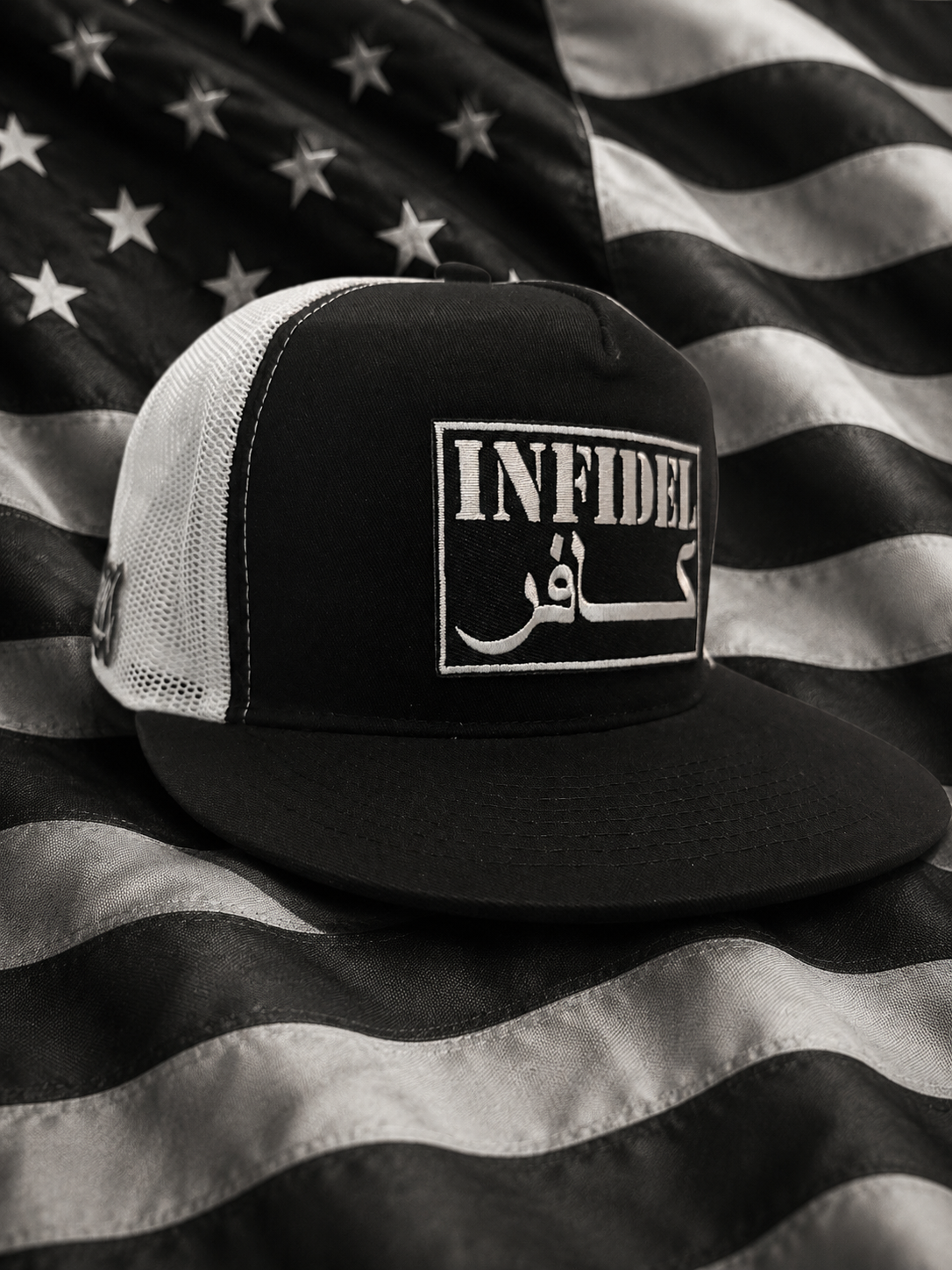Black and white inFidel flat Bill