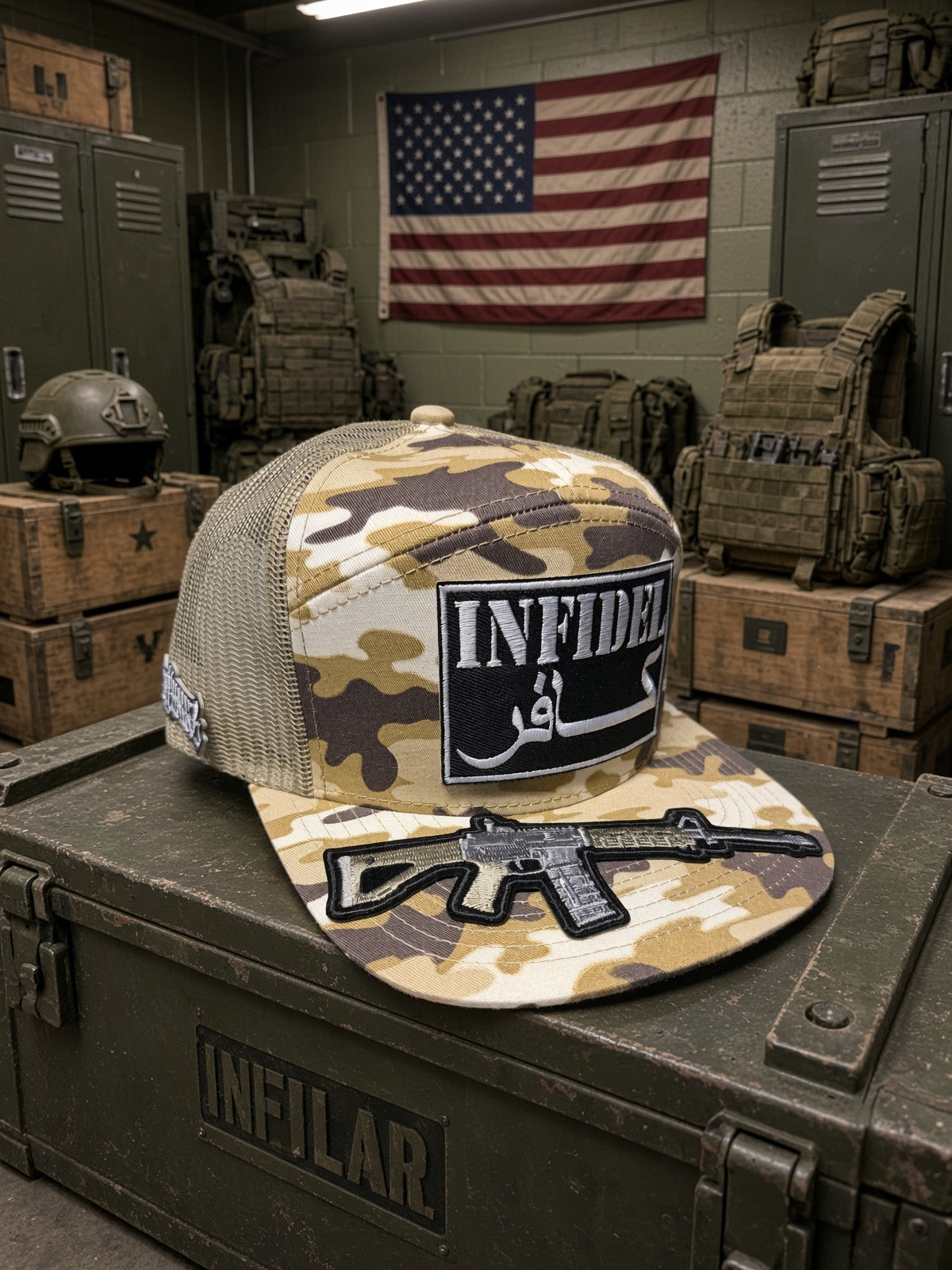 THE MR. FUCK YOU  — PREMIUM camo 7-PANEL TRUCKER HAT