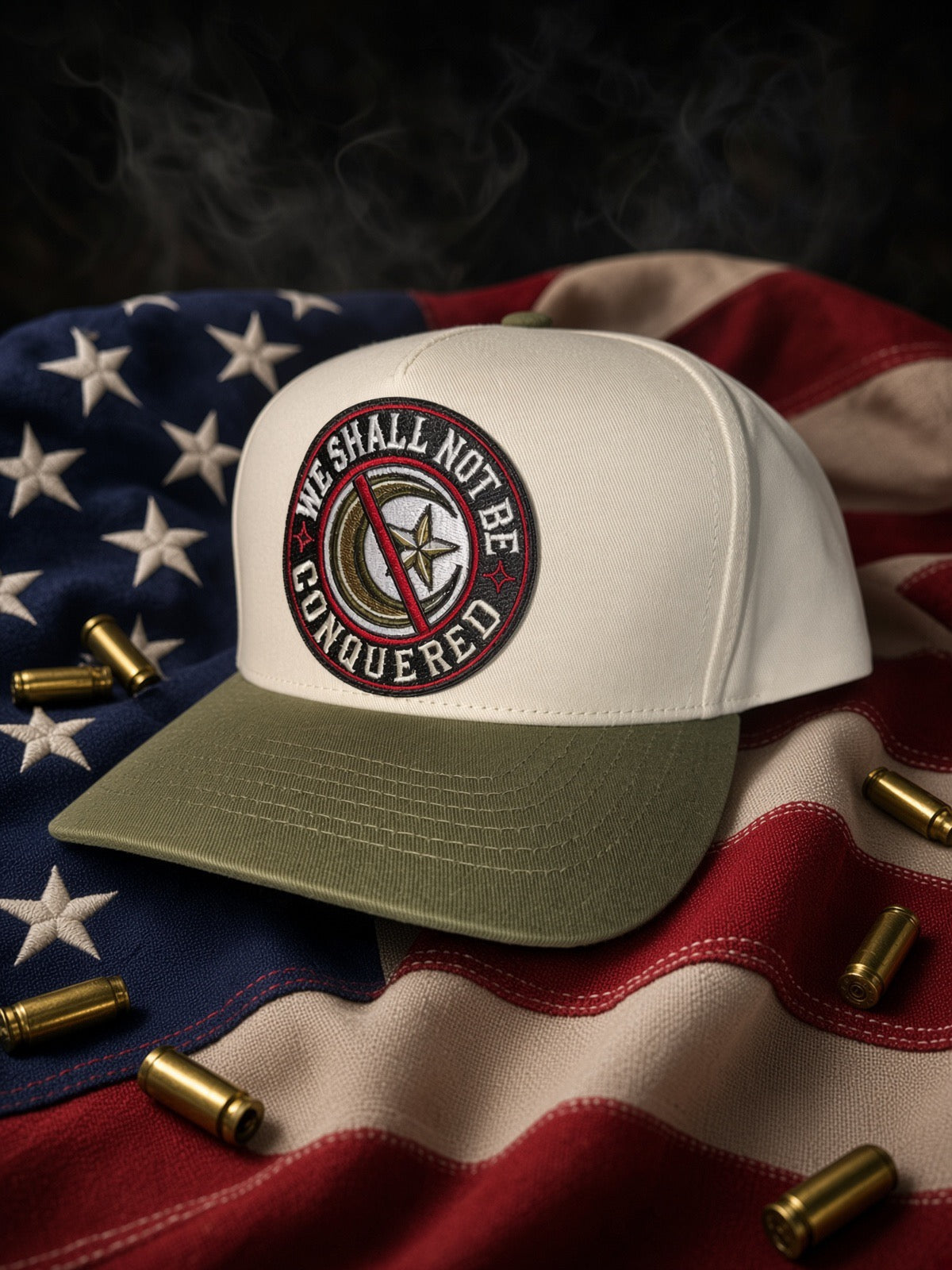 THE FRONTIER - natural white/green bill – 5 panel